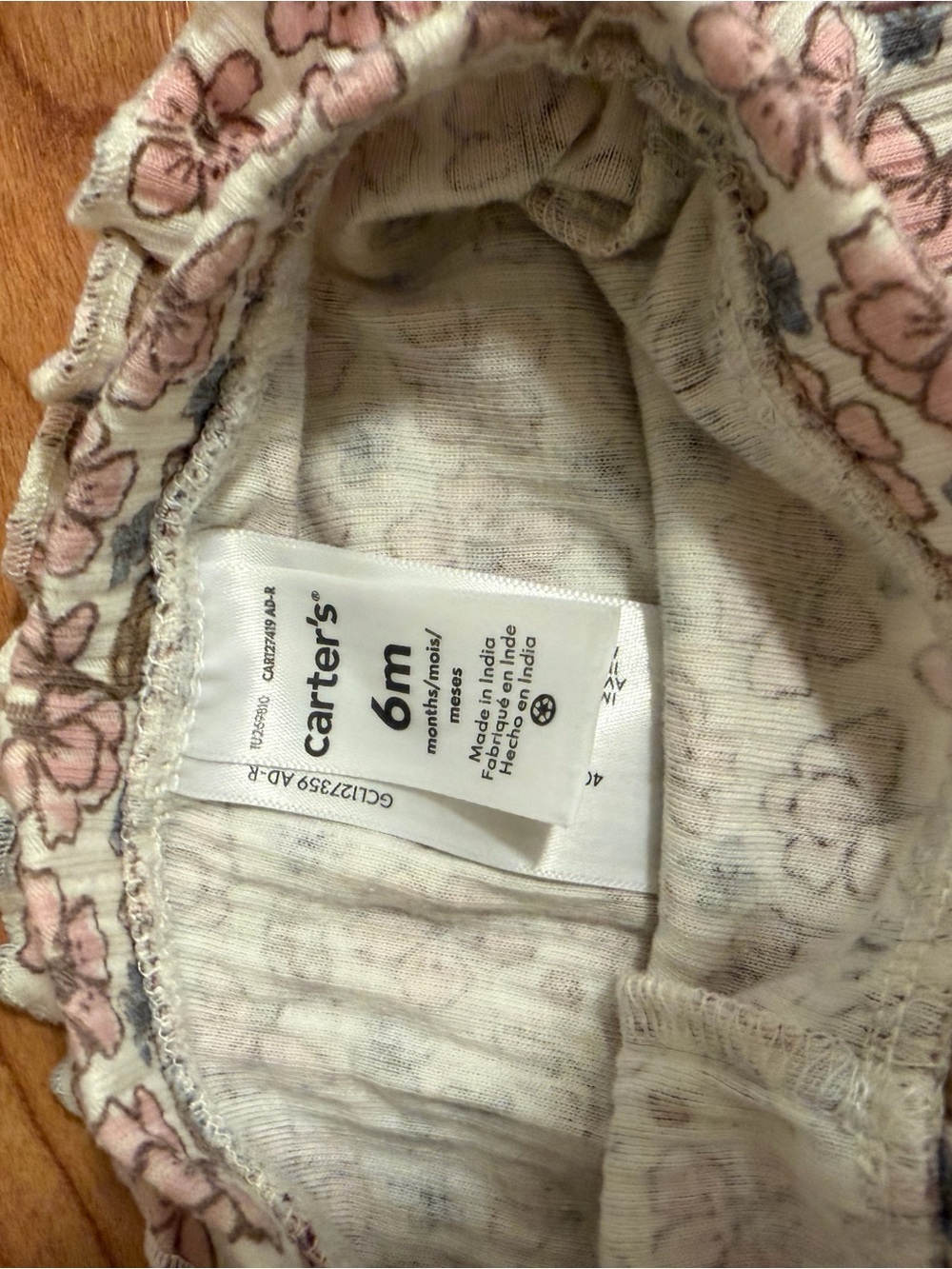 Carter’s Floral Baby Two-Piece Set in Cream and Pink - Picture 3 of 3